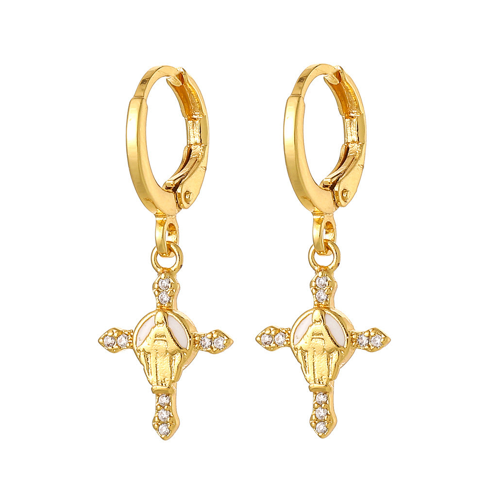 Wholesale Religious Drip Oil Virgin Mary Earrings